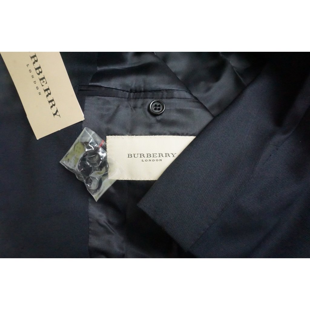 Burberry London Navy Blue S120s Wool 2 Pc Suit Jacket Pants Sz 44r Brand New
